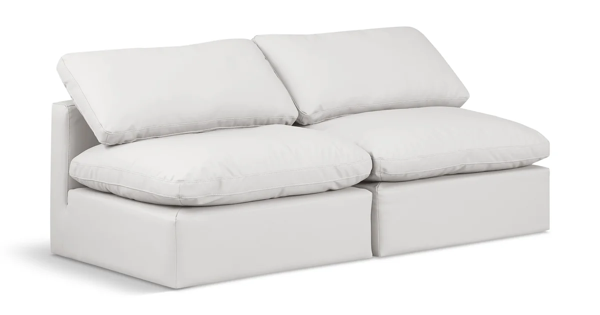 Indulge - Faux Leather 2 Seat Modular Armless Sofa - Cream