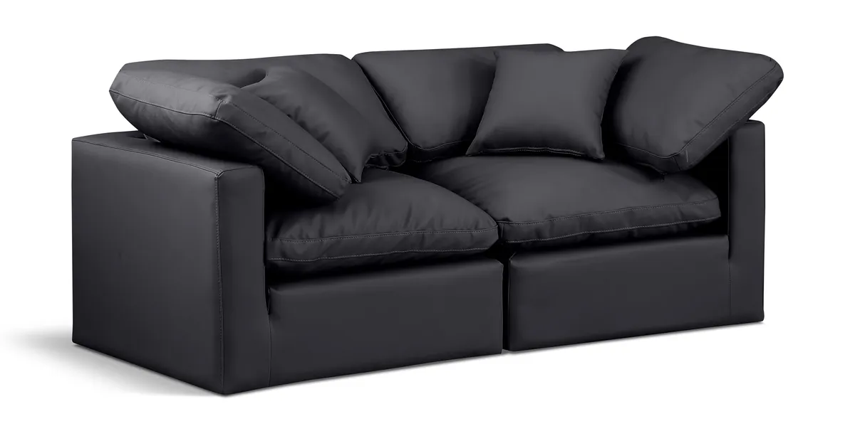 Indulge - Faux Leather 2 Seat Modular Sofa - Black