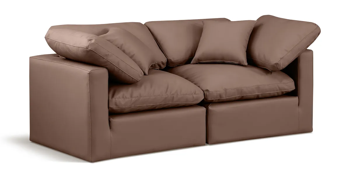 Indulge - Faux Leather 2 Seat Modular Sofa - Brown