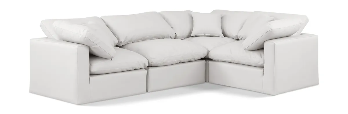 Indulge - Faux Leather 4 Piece Modular Corner Sectional - Cream