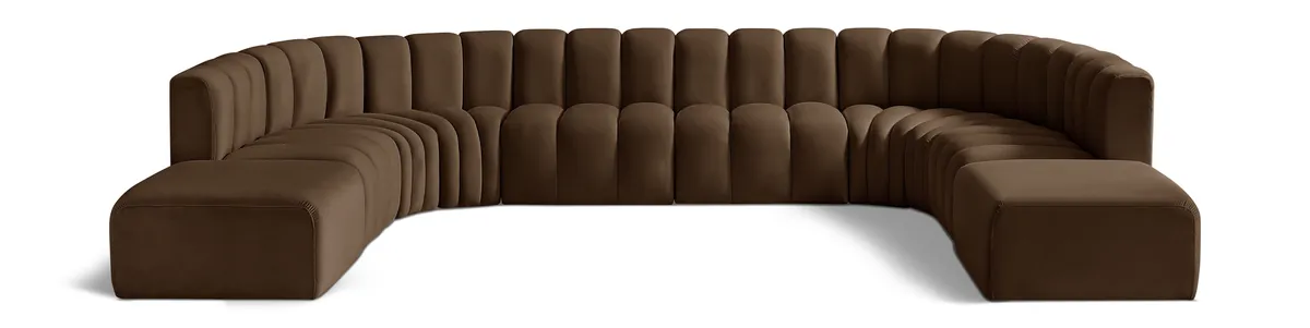 Arc - Velvet 10 Piece Modular Sofa - Brown