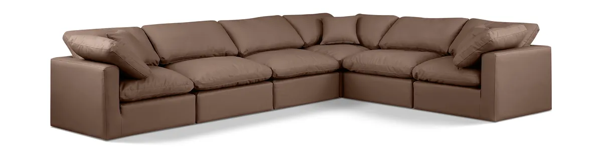 Indulge - Faux Leather 6 Piece Modular Corner Sectional - Brown