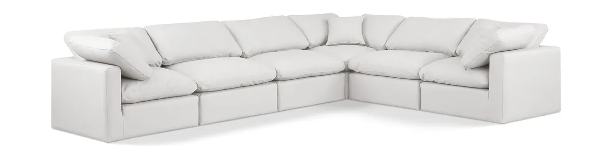 Indulge - Faux Leather 6 Piece Modular Corner Sectional - Cream