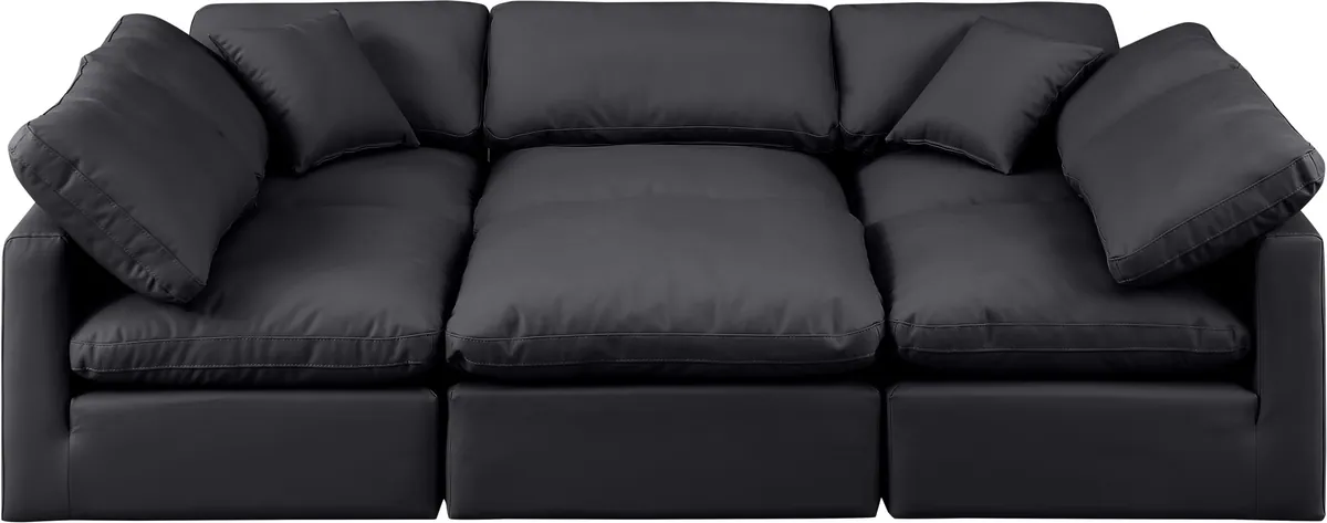 Indulge - Faux Leather 6 Piece Modular Sectional - Black - View 2