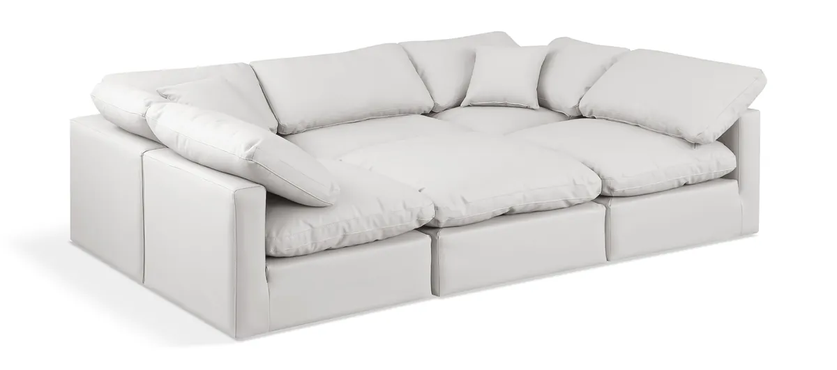 Indulge - Faux Leather 6 Piece Modular Sectional - Cream