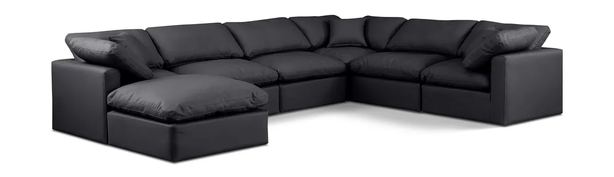 Indulge - Faux Leather 7 Piece Modular Sectional - Black