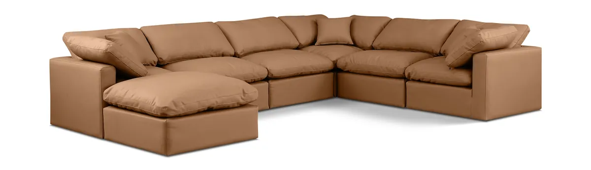 Indulge - Faux Leather 7 Piece Modular Sectional - Cognac