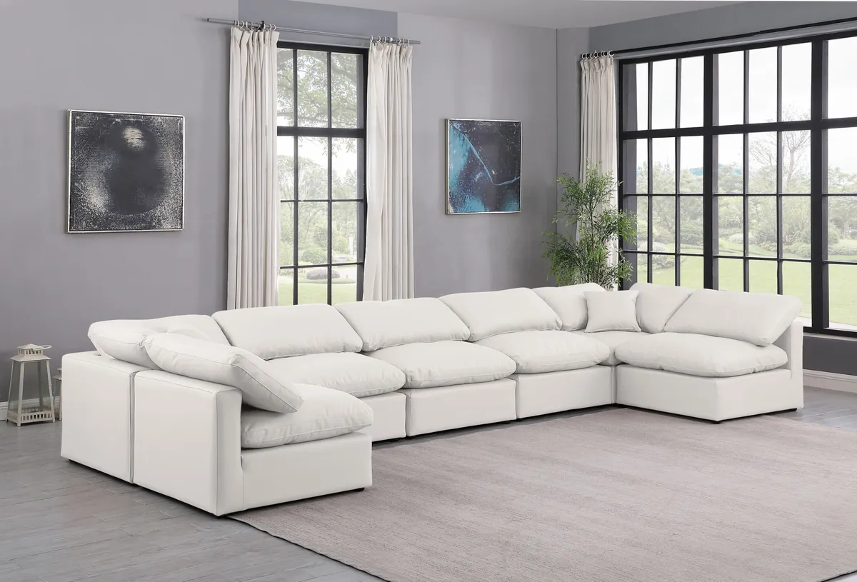 Indulge - Faux Leather 7 Piece Modular U-Shaped Sectional - Cream - View 2