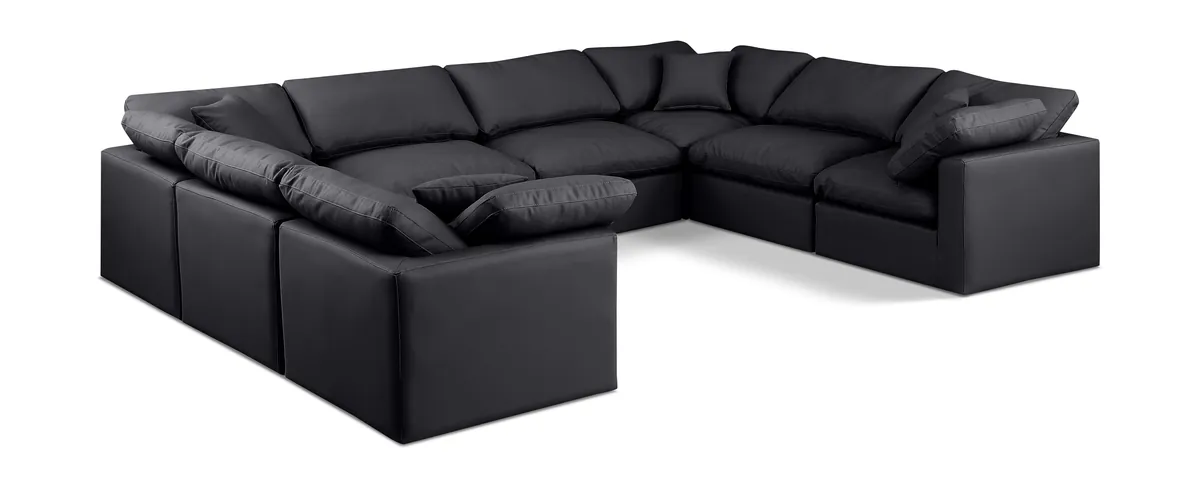 Indulge - Faux Leather 8 Piece Modular Sectional - Black