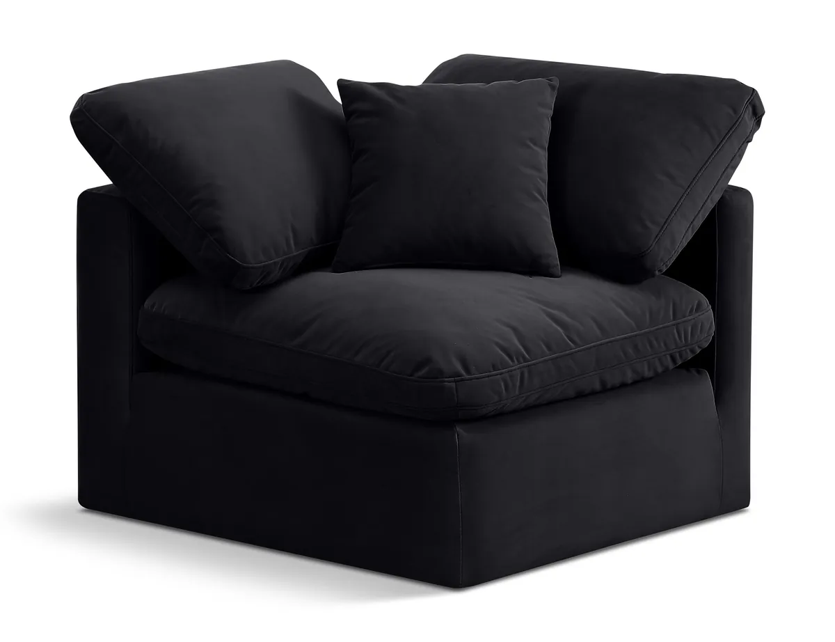 Indulge - Velvet Corner Chair - Black