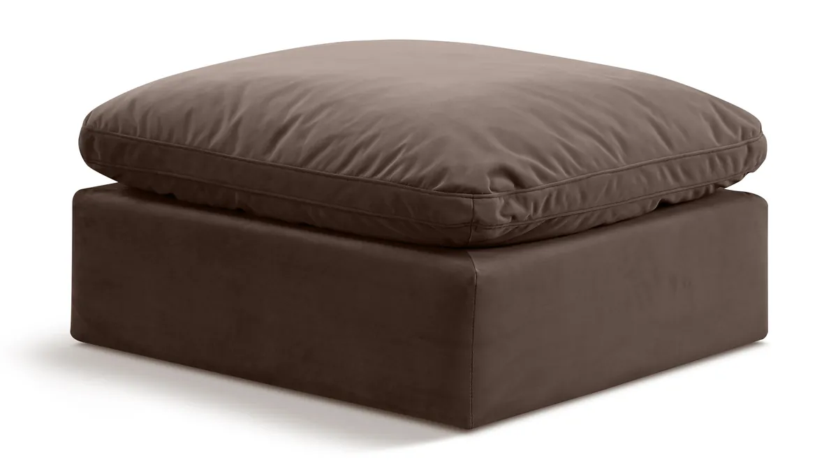 Indulge - Velvet Ottoman - Brown