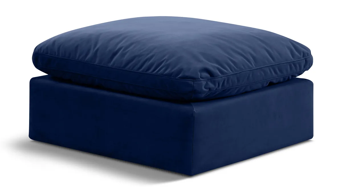 Indulge - Velvet Ottoman - Navy