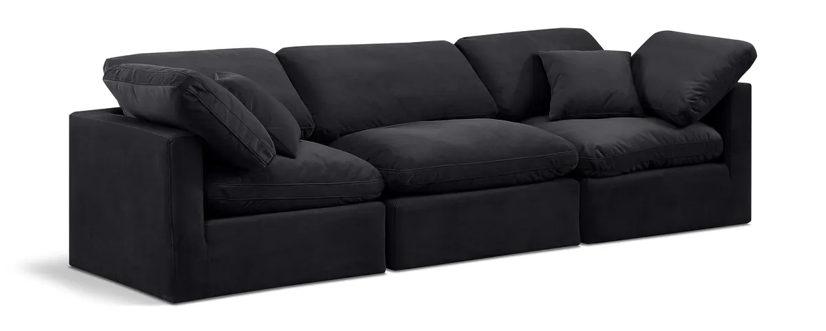 Indulge - Velvet 3 Seat Modular Sofa - Black