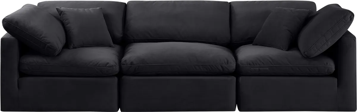 Indulge - Velvet 3 Seat Modular Sofa - Black - View 2