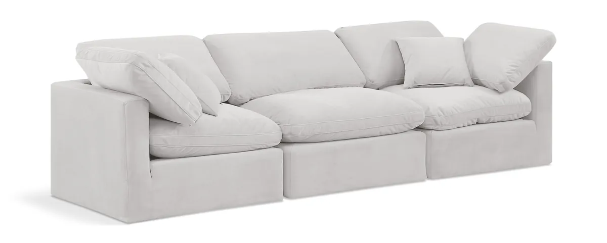 Indulge - Velvet 3 Seat Modular Sofa - White