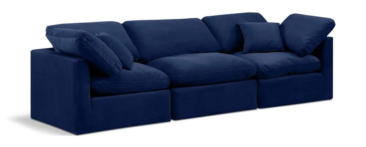 Indulge - Velvet 3 Seat Modular Sofa - Blue