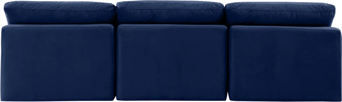 Indulge - Velvet 3 Seat Modular Armless Sofa - Blue - View 2