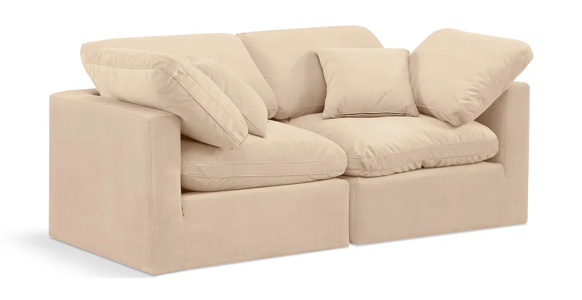 Indulge - Velvet 2 Seat Modular Sofa - Beige