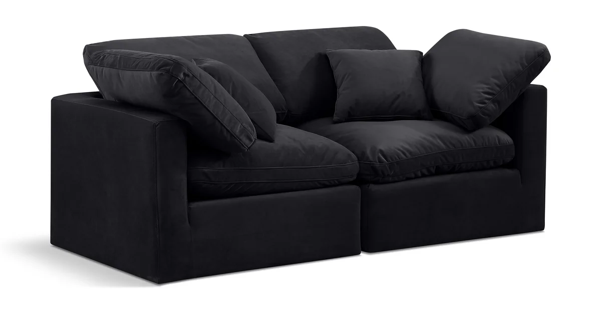 Indulge - Velvet 2 Seat Modular Sofa - Black