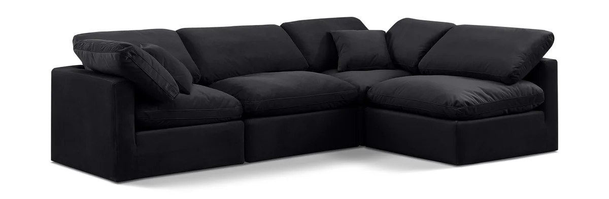 Indulge - Velvet 4 Piece Modular Sectional - Charcoal