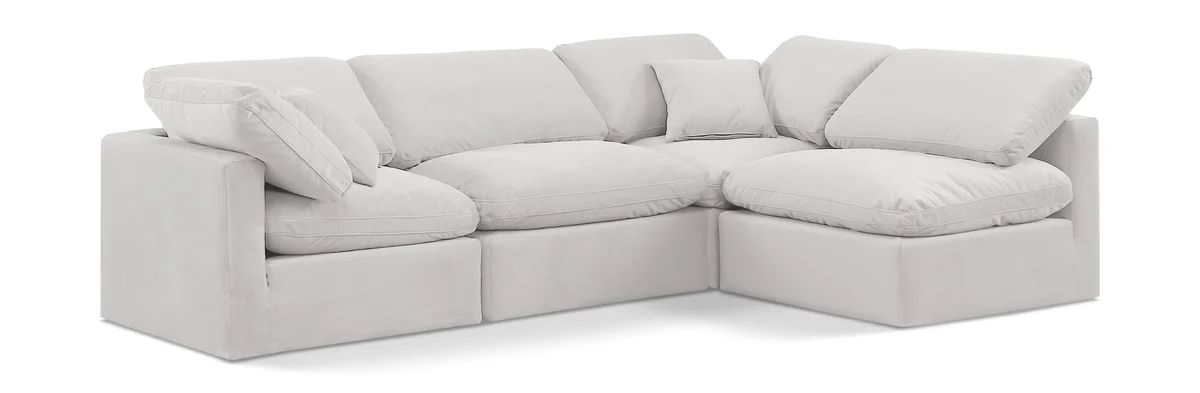 Indulge - Velvet 4 Piece Modular Sectional - Off White
