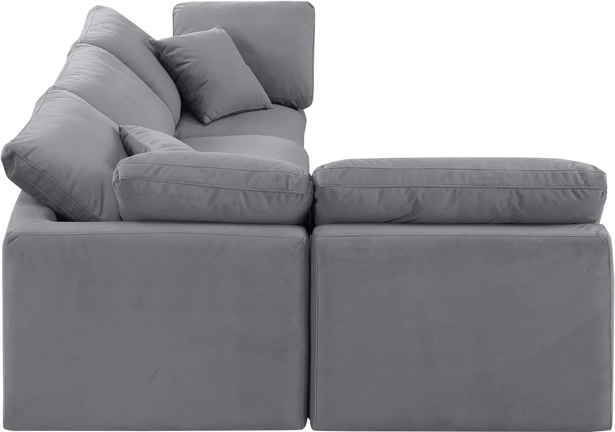 Indulge - Velvet 4 Piece Modular Sectional - Gray - View 2