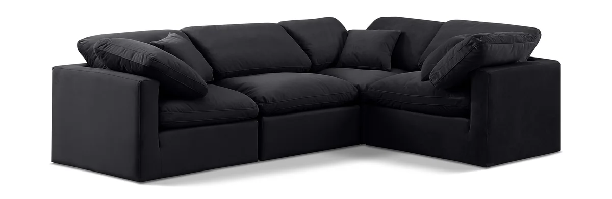 Indulge - Velvet 4 Piece Modular Corner Sectional - Charcoal