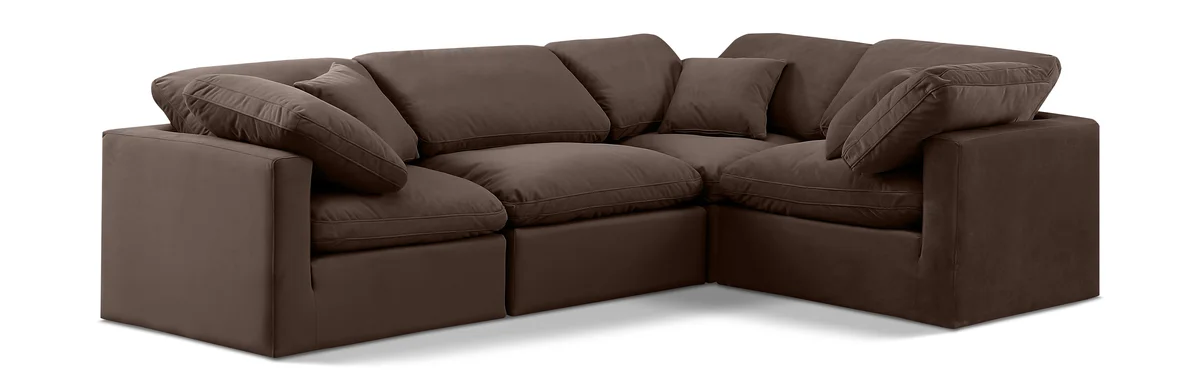 Indulge - Velvet 4 Piece Modular Corner Sectional - Brown