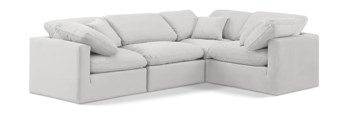 Indulge - Velvet 4 Piece Modular Corner Sectional - Off White
