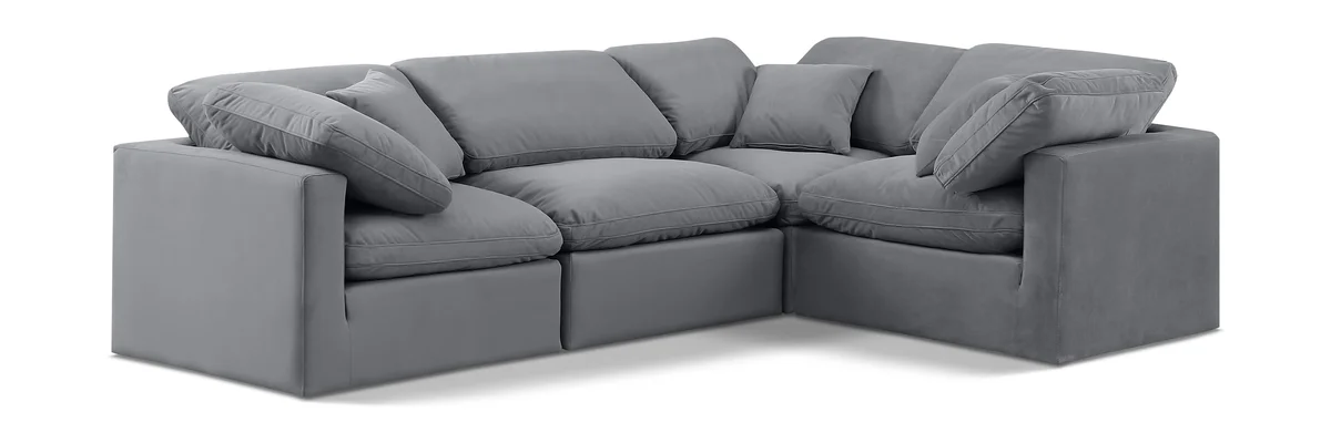 Indulge - Velvet 4 Piece Modular Corner Sectional - Gray