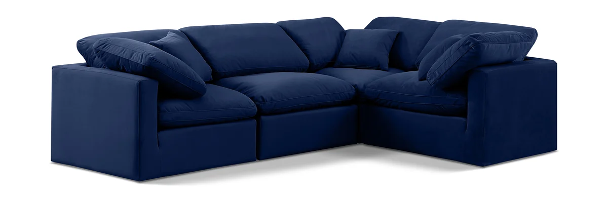 Indulge - Velvet 4 Piece Modular Corner Sectional - Blue