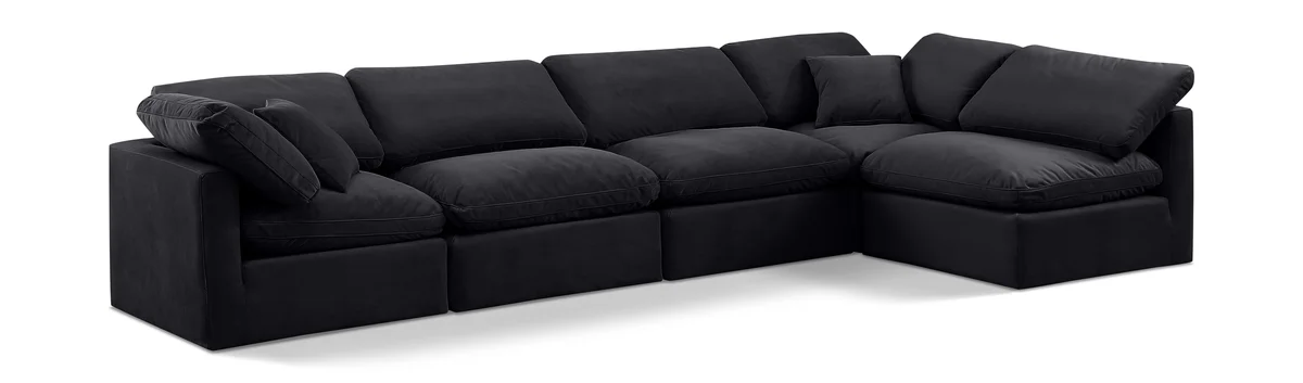 Indulge - Velvet 5 Piece Modular Sectional - Charcoal
