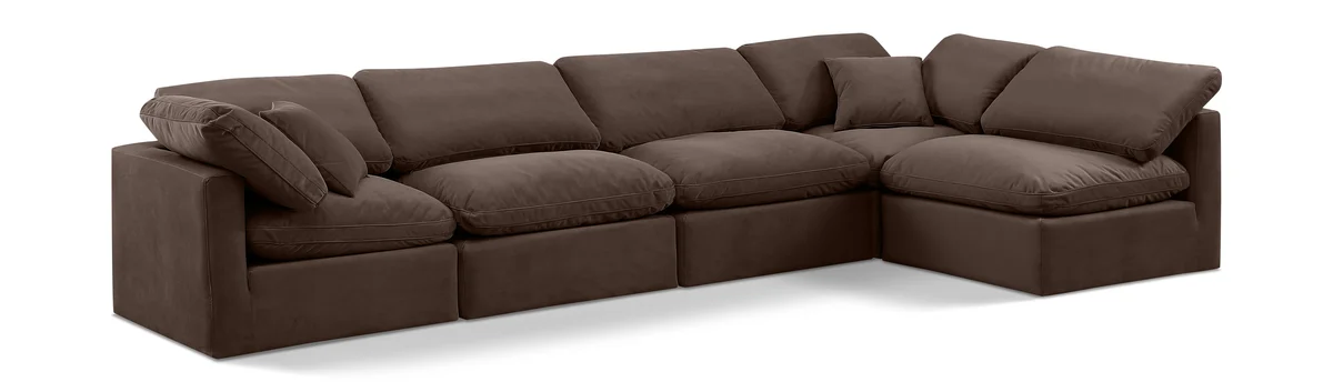Indulge - Velvet 5 Piece Modular Sectional - Brown