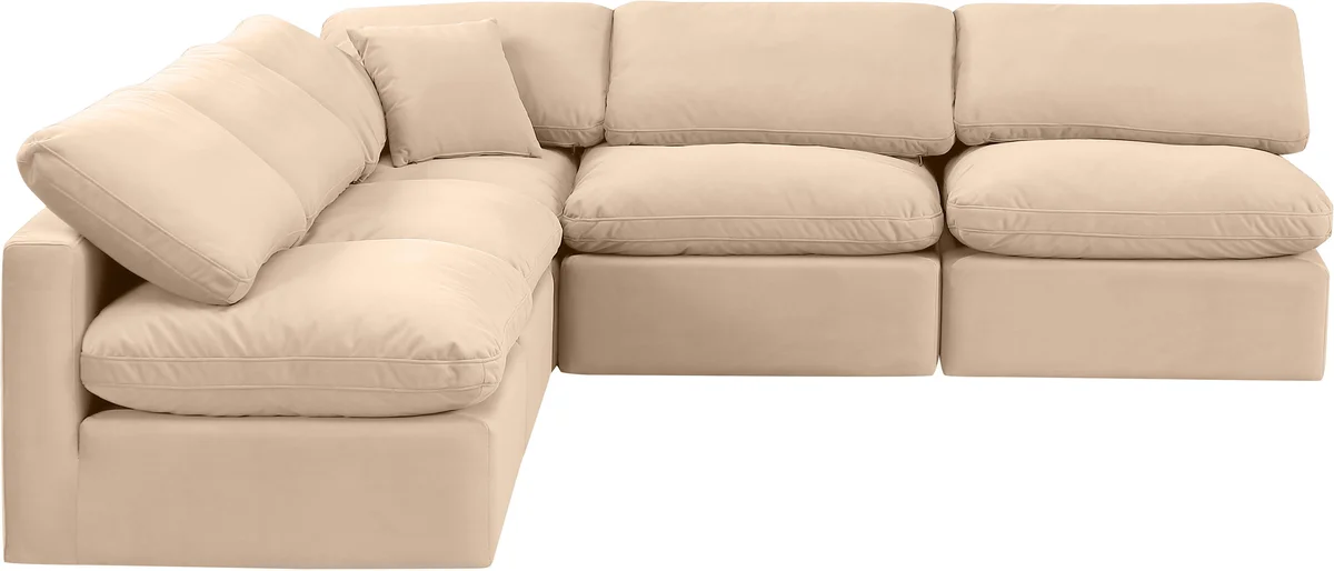 Indulge - Velvet 5 Piece Modular Corner Armless Sectional - Beige - View 2