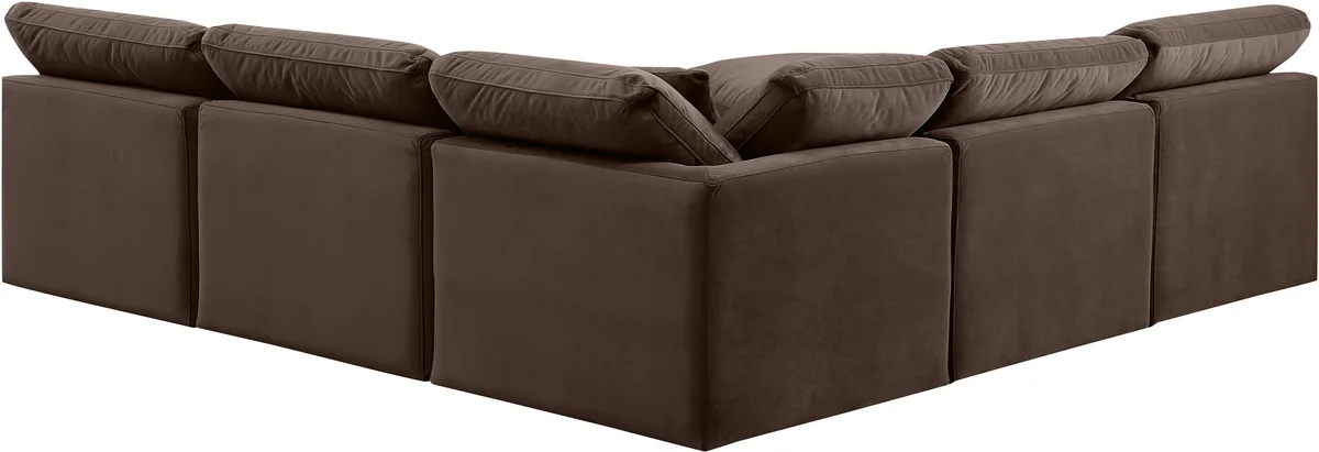 Indulge - Velvet 5 Piece Modular Corner Armless Sectional - Brown - View 2
