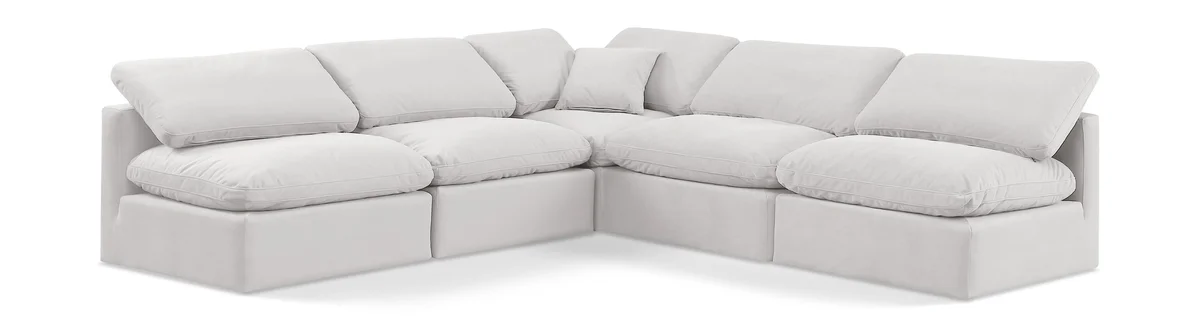 Indulge - Velvet 5 Piece Modular Corner Armless Sectional - Off White