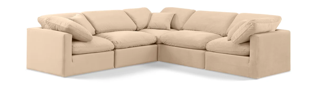 Indulge - Velvet 5 Piece Modular Corner Sectional - Beige