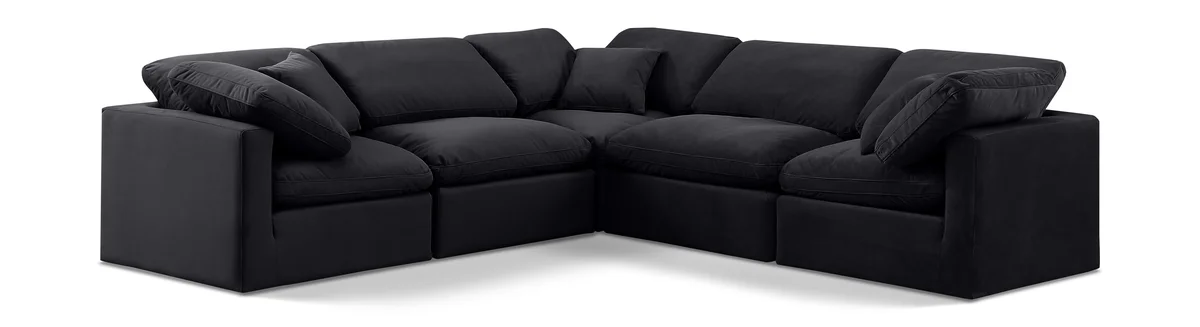 Indulge - Velvet 5 Piece Modular Corner Sectional - Charcoal
