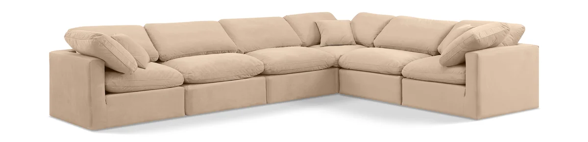 Indulge - Velvet 6 Piece Modular Corner Sectional - Beige