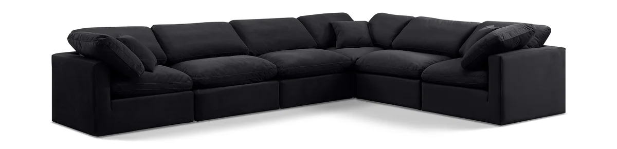 Indulge - Velvet 6 Piece Modular Corner Sectional - Charcoal