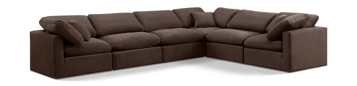 Indulge - Velvet 6 Piece Modular Corner Sectional - Brown
