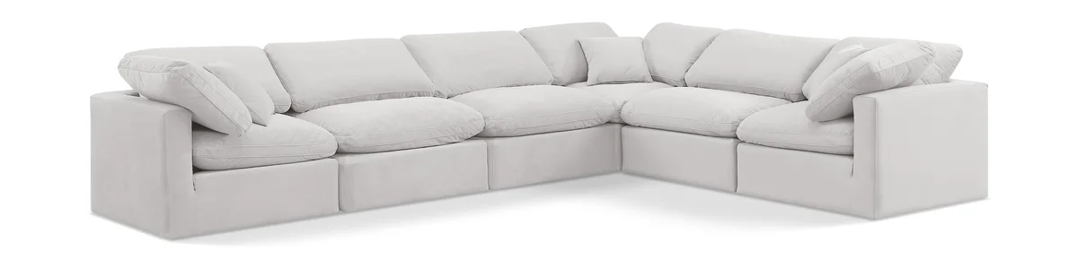 Indulge - Velvet 6 Piece Modular Corner Sectional - Off White