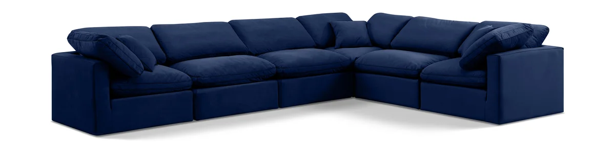 Indulge - Velvet 6 Piece Modular Corner Sectional - Blue