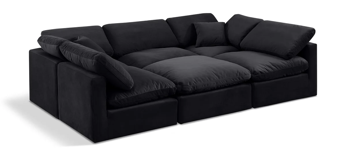 Indulge - Velvet 6 Piece Modular Sectional - Charcoal