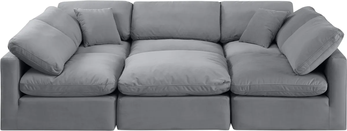 Indulge - Velvet 6 Piece Modular Sectional - Gray - View 2