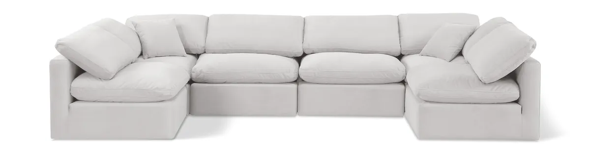 Indulge - Velvet 6 Piece Modular U-Shaped Sectional - Off White