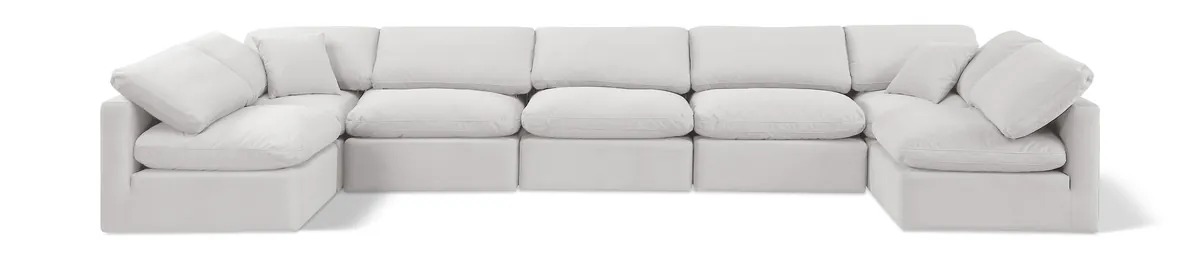 Indulge - Velvet 7 Piece Modular U-Shaped Sectional - Off White