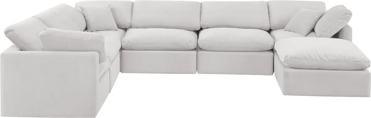 Indulge - Velvet 7 Piece Modular Sectional - Off White - View 2