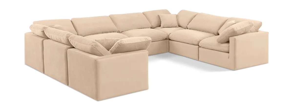 Indulge - Velvet 8 Piece Modular Sectional - Beige