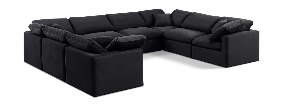 Indulge - Velvet 8 Piece Modular Sectional - Charcoal
